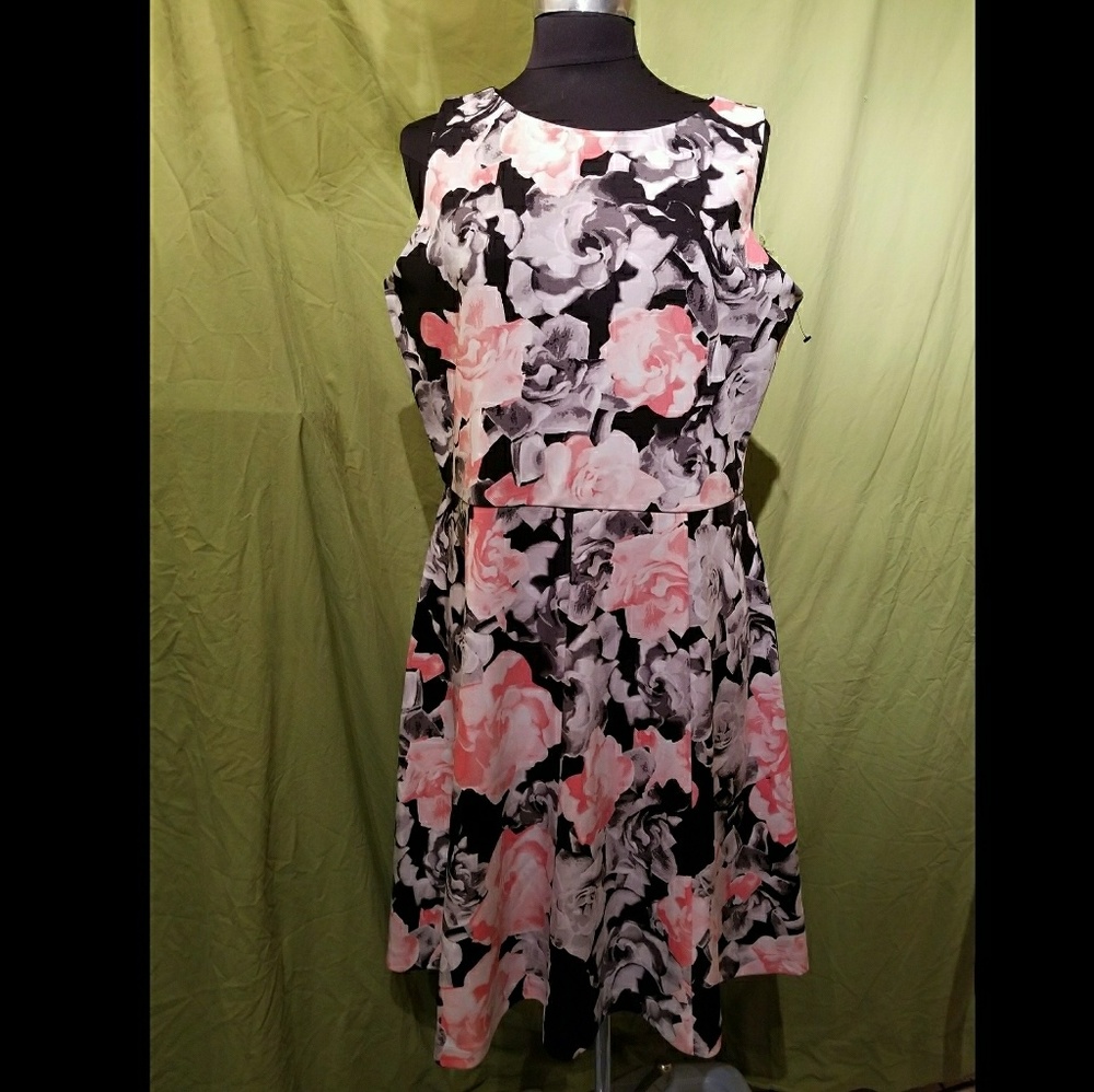 Alfani XL Floral Grey/Pink/Black Sleeveless Dress